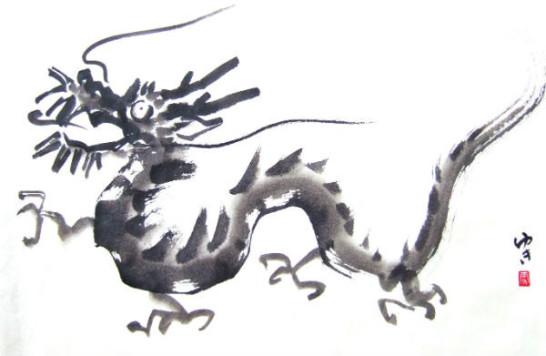 なつやすみこども講座 水墨画にチャレンジ ドラゴンを描こう 大阪の水墨画 墨彩画教室なら 玉麗会