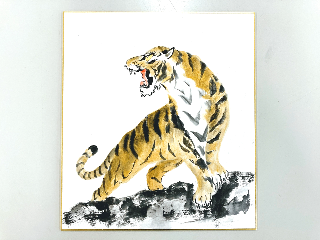 最新情報 朝鮮の一級画家 水墨画 水彩 とら 3匹の老虎 238X95cm 絵画